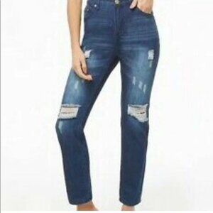 NWT! American Bazi Dark Blue High Rise Boyfriend Denim with Knee -Size 7 🩷